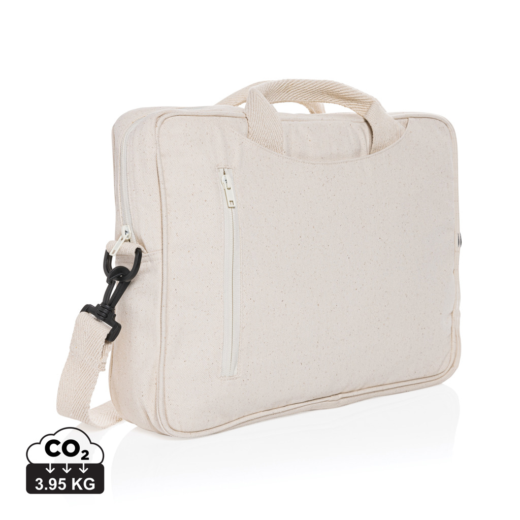 Sacoche publicitaire 15,4'' coton recyclé 340g Laluka Blanc cassé